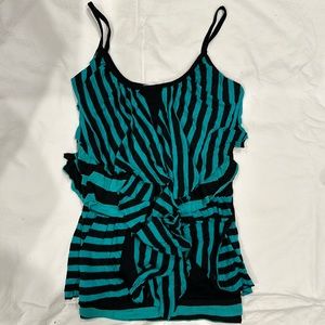 Teal and black striped silence and noise tank size XS